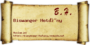 Biswanger Hetény névjegykártya